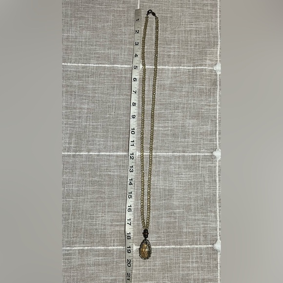 Boutique Boho Handcrafted Clear Crystal Bead Teardrop Pendant Necklace - Picture 9 of 9